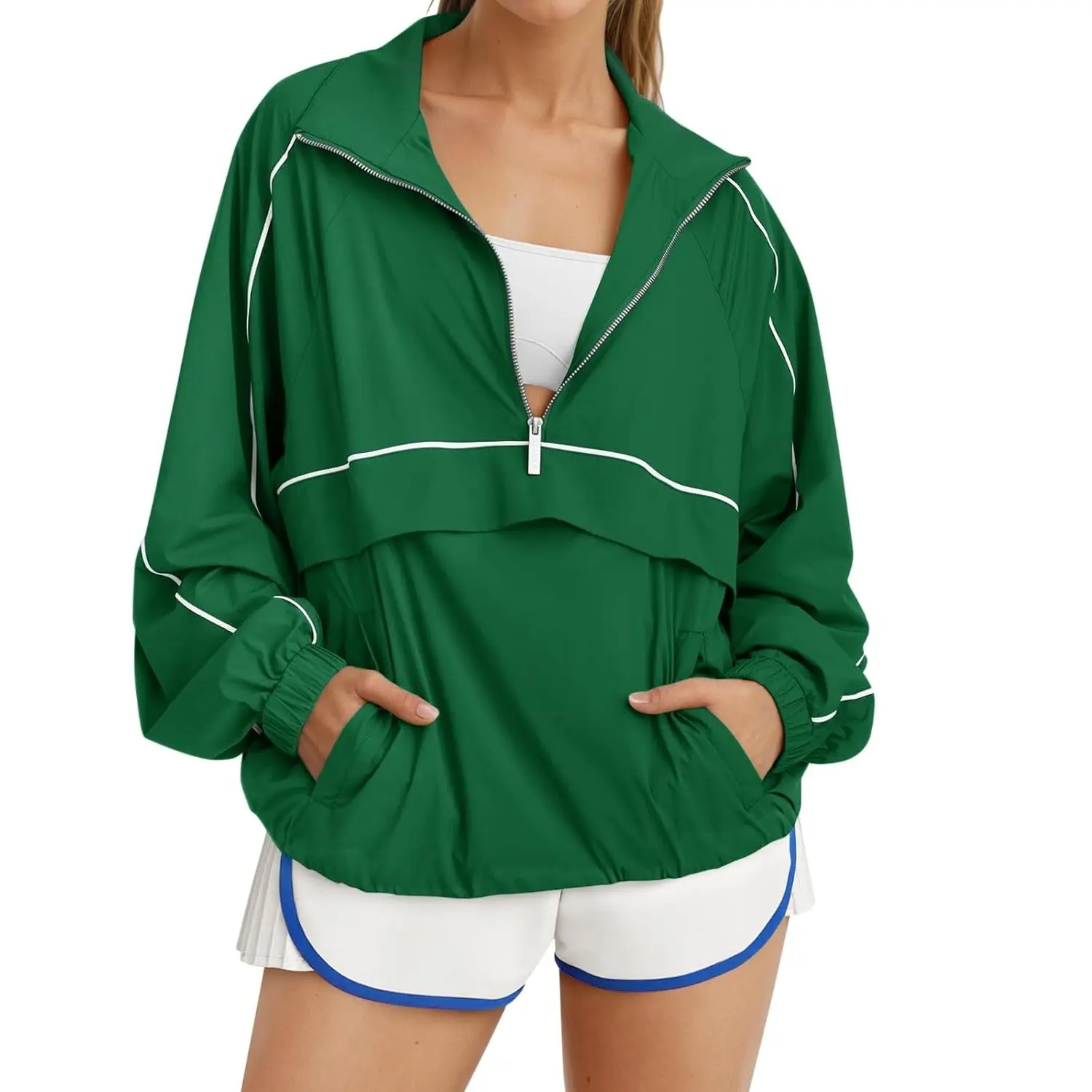 Quarter Zip Pullover Women Moisture-Wicking Oversized Sweatshirt Lightweight Workout Athletic Pullover Jacket