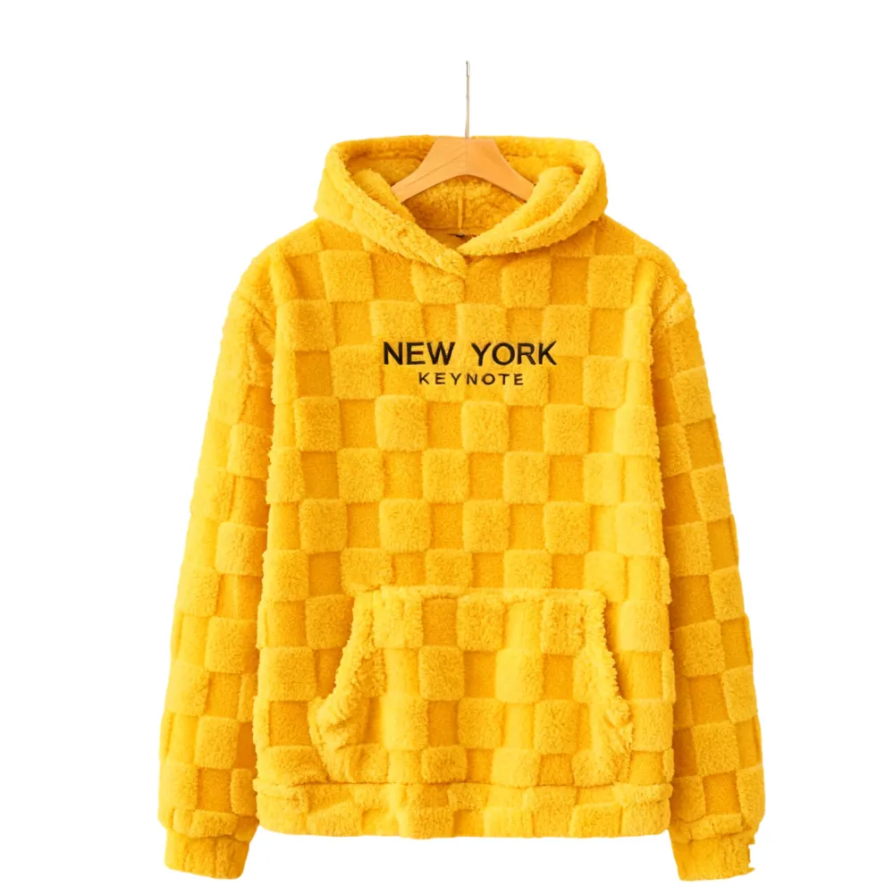 Letter Embroidery Flannel Hoodie