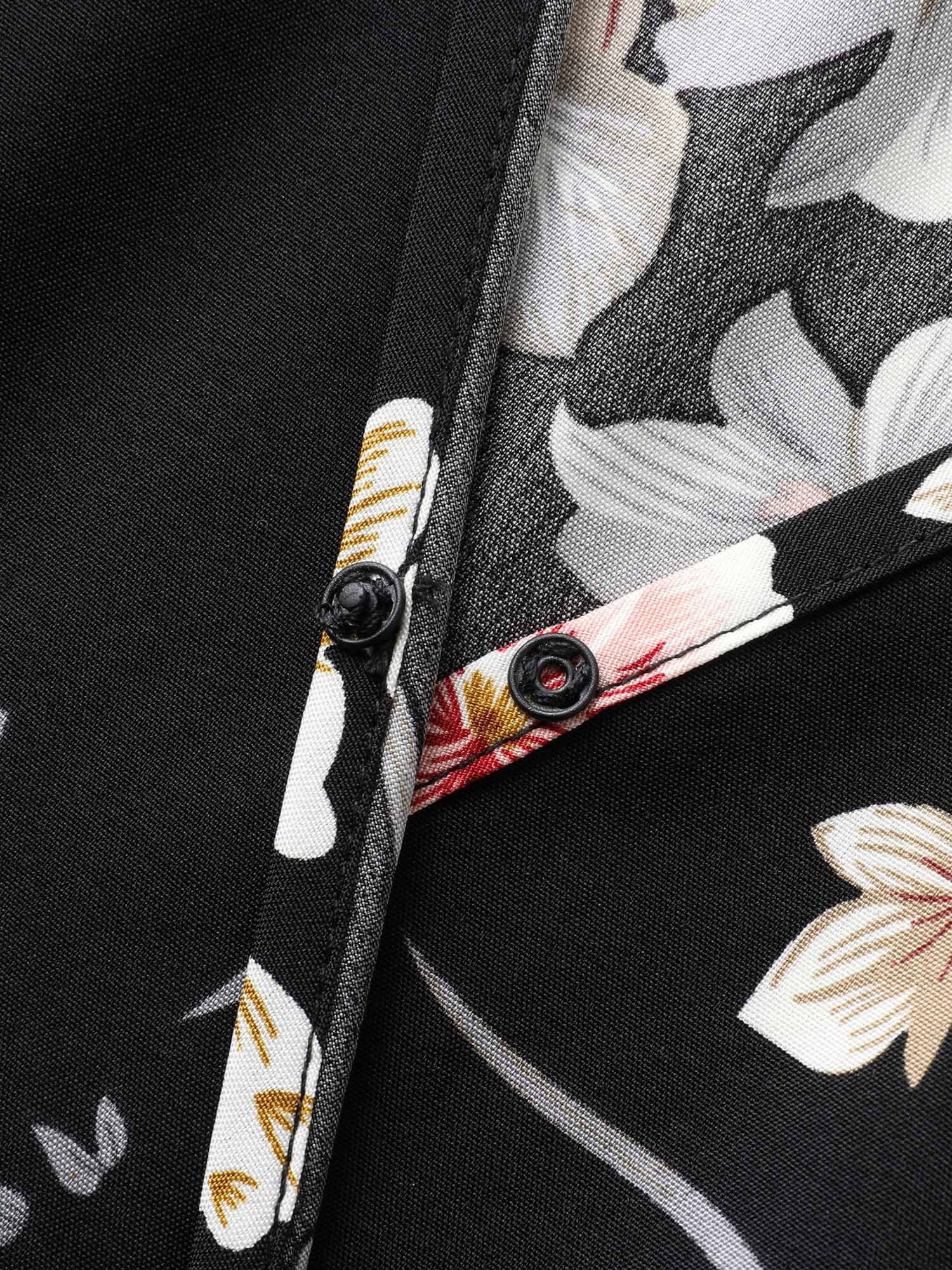 Midnight Blooms Wrap A-Line Midi Dress