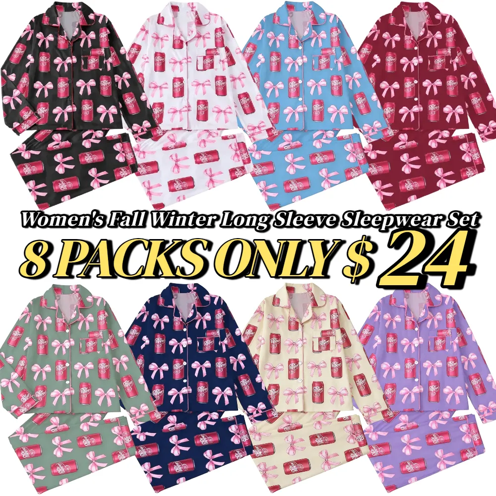 Women's Fall Winter Long Sleeve Sleepwear Set