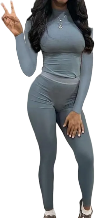 Women's Minimalist Chic Solid Long Sleeve Tee & Elastic Waist Pants Set