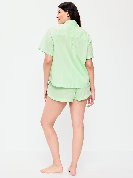 Poplin Pajama Short Set  Green Stripe