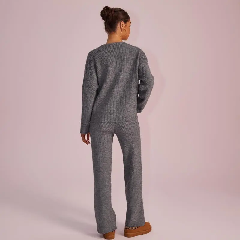 Women's Oversized Knit Sweater & Wide-Leg Pants Set