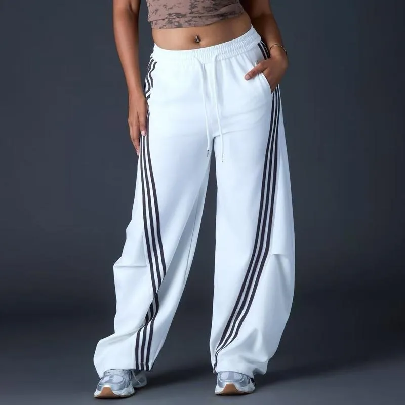 Loose Wide Leg Striped Track Pants Women's Casual Streetwear Joggers