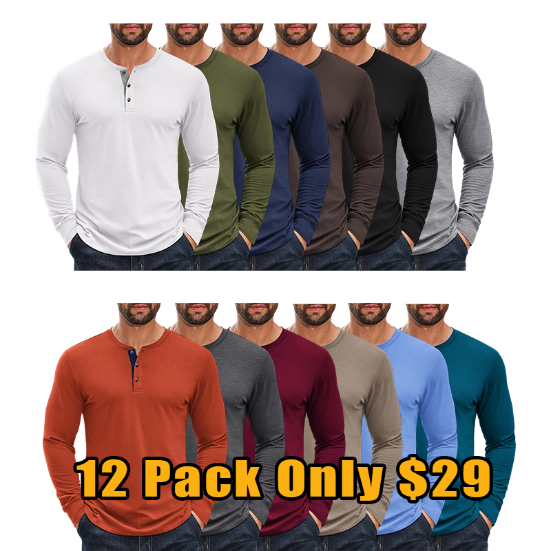 Men’s Classic Cotton Henley Long Sleeve