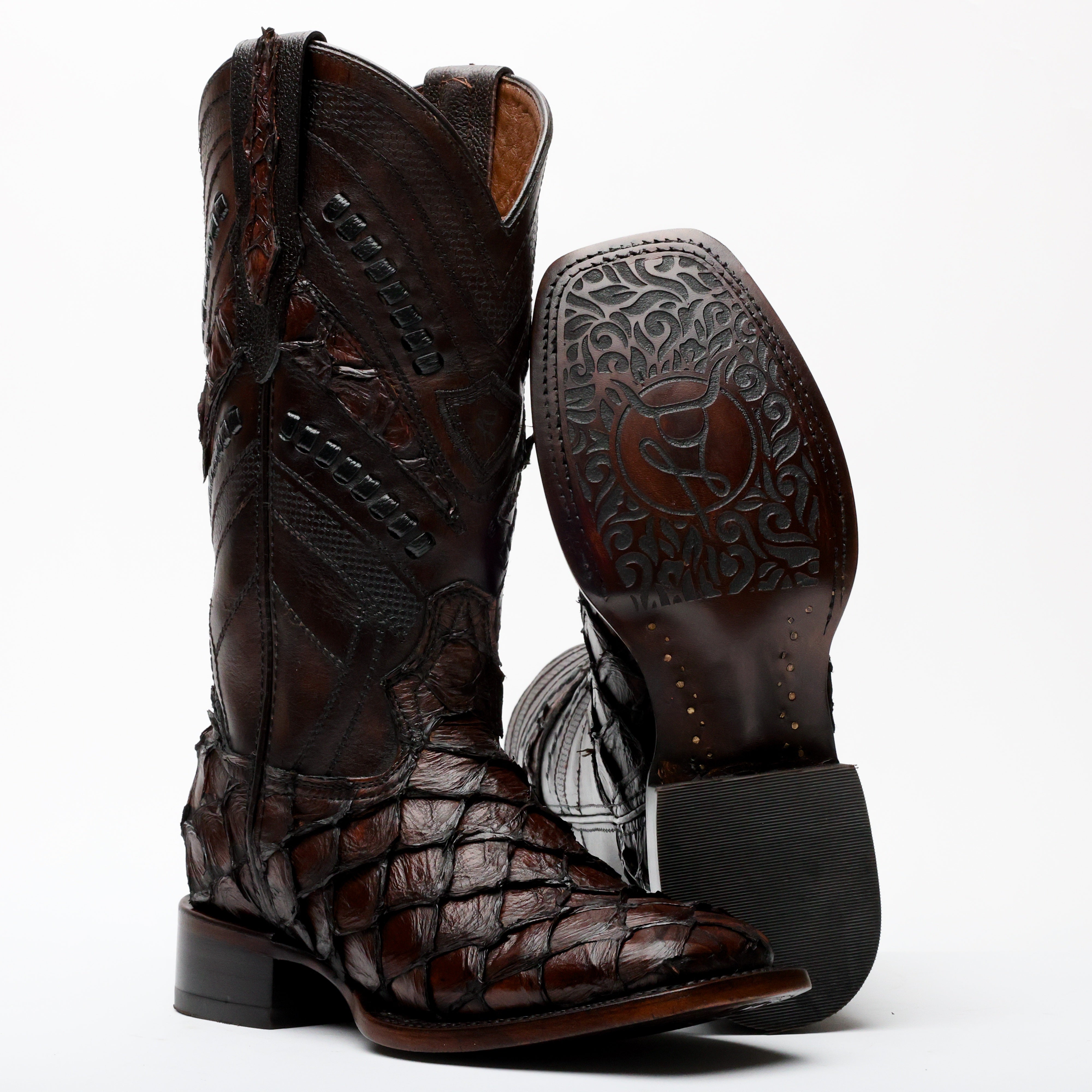 AUTHENTIC Brown Pirarucu Boots - Square Toe