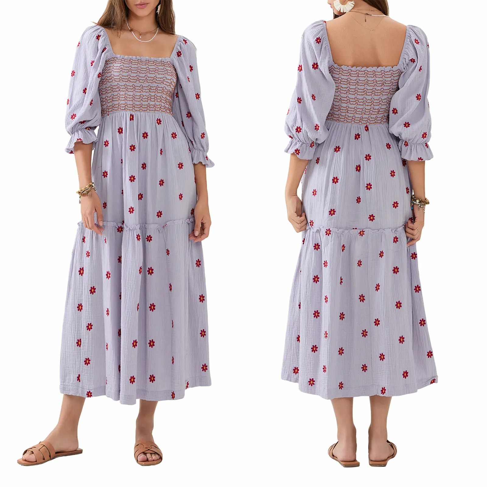 Women’s Satin Backless Midi Dress – Spaghetti Strap Split Flowy Dress