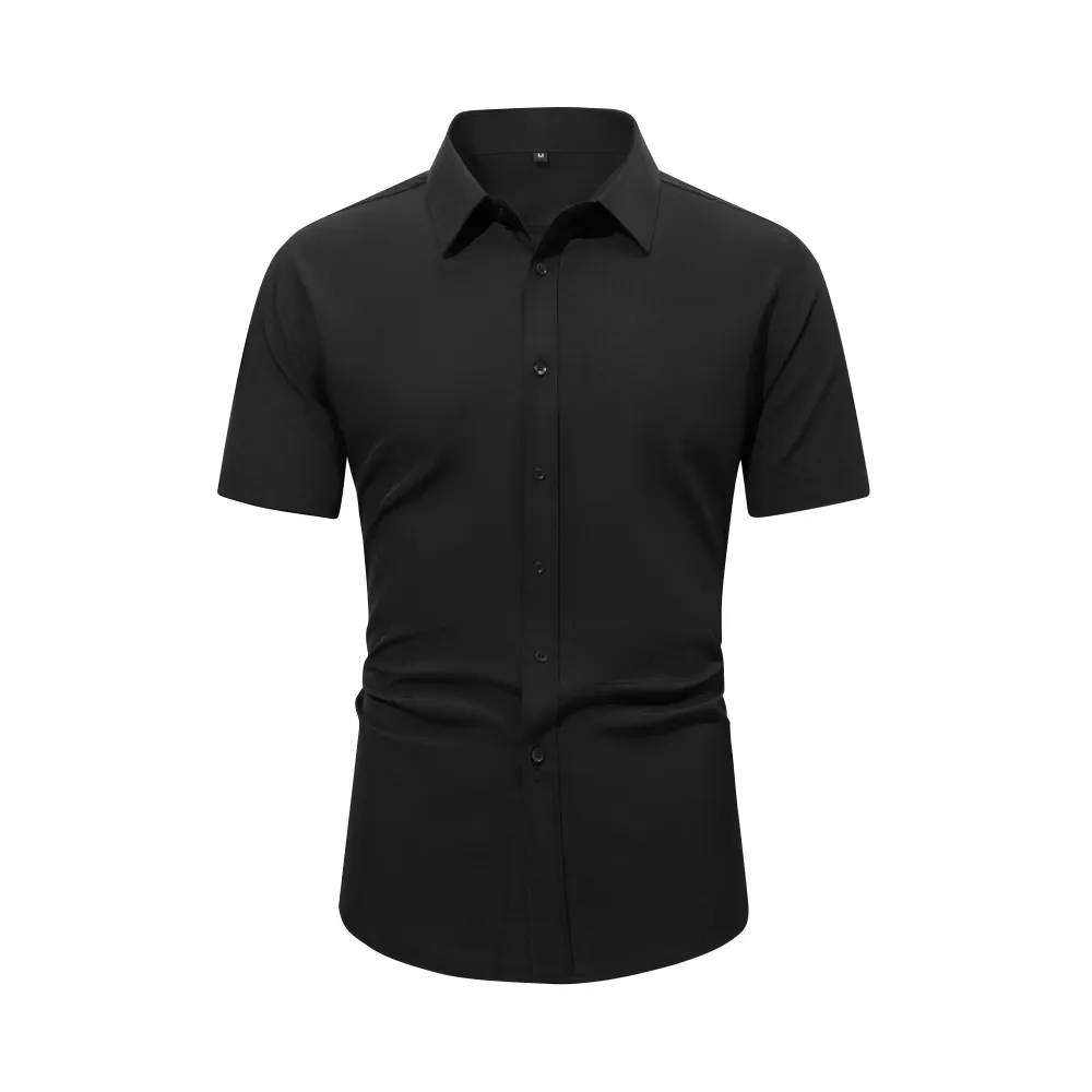 Men’s Short-Sleeve Button-Down Shirt, Wrinkle-Resistant Business Casual Shirt for Work Commuting