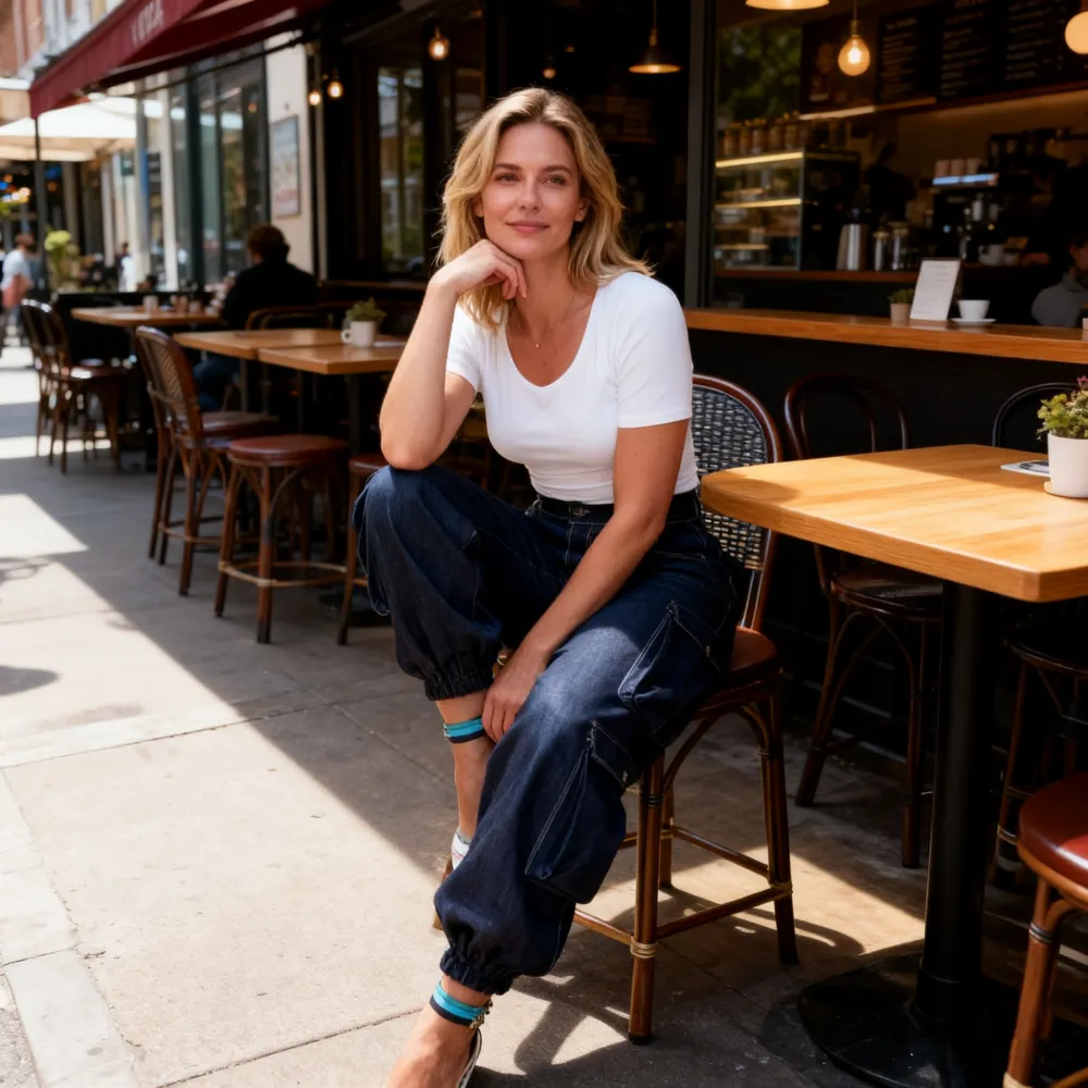 Women's Y2K High-Waist Cargo Denim Flap Pocket Pants