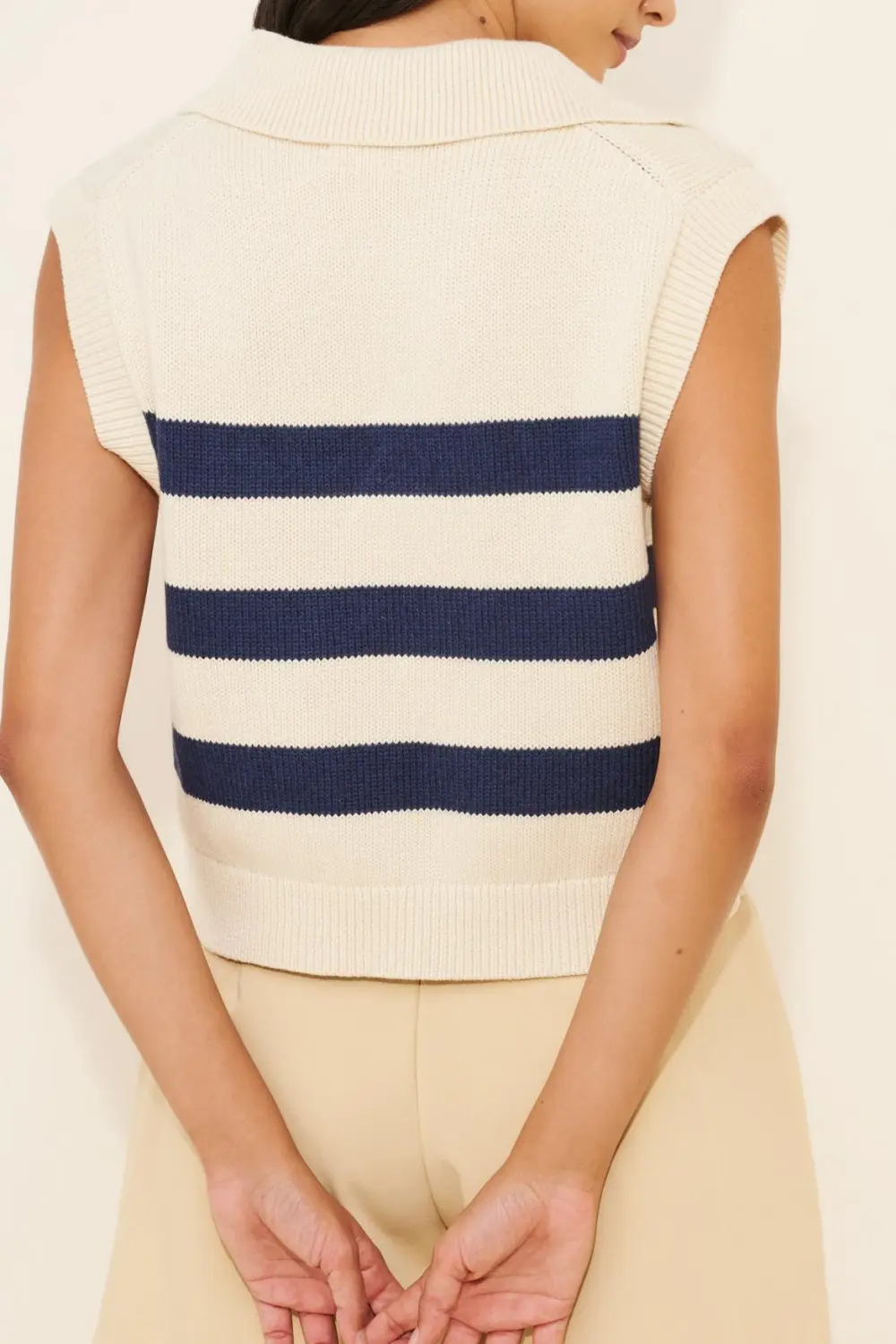Striped Collared Popover Knit Vest
