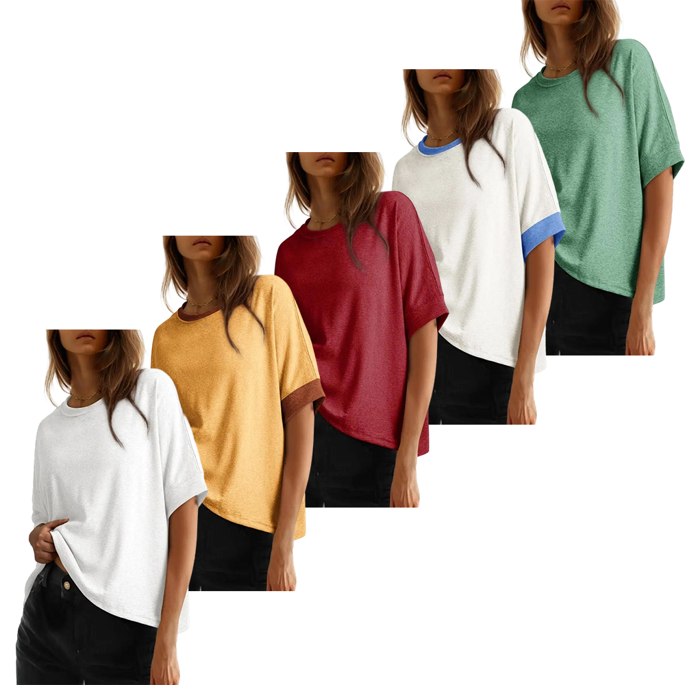 Women's Tops for Women 2026 Loose Oversized Basic Tee Comfortable Soft Fabric Flattering Fit - Womenswear