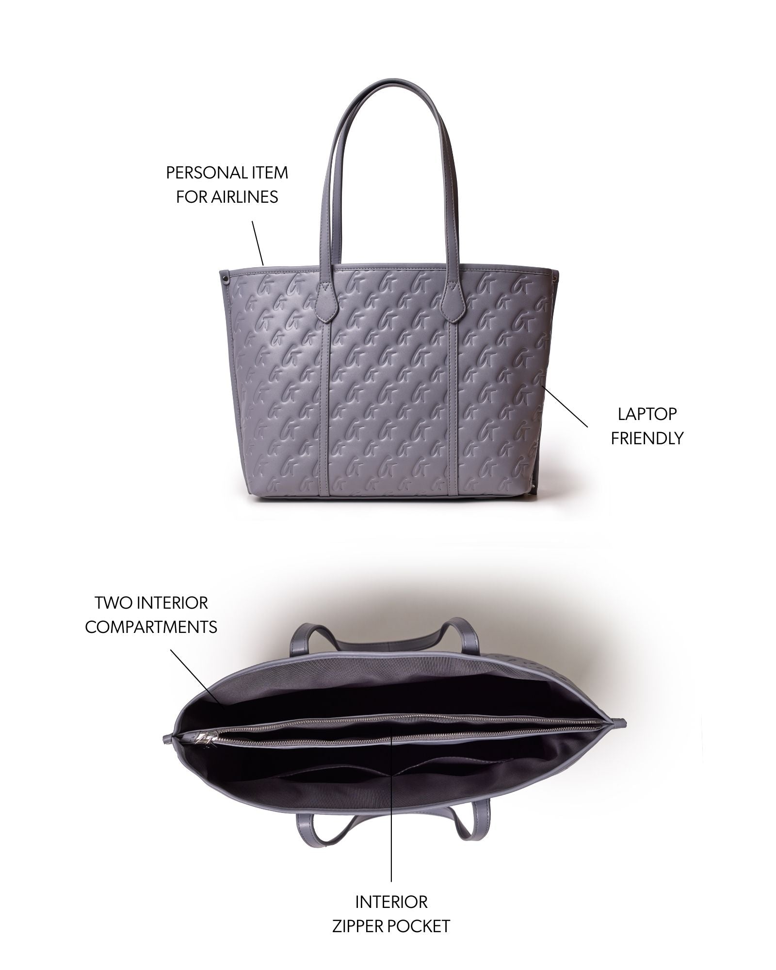 MONOGRAM SLEEK TOTE - GRAY