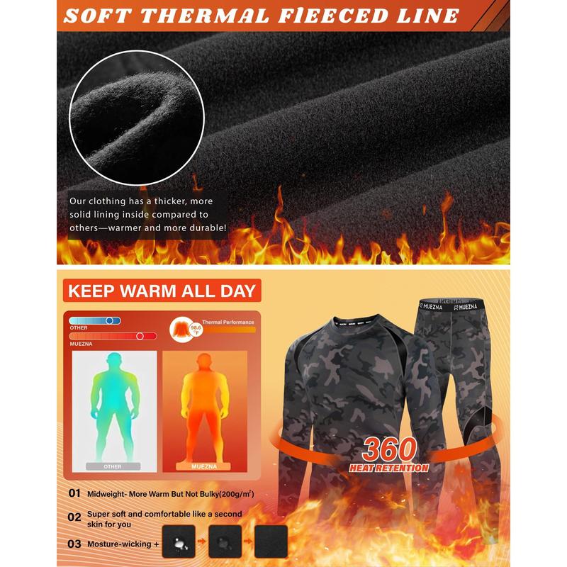 Men's Warmth-Preserving Jacket and Underwear Set - Underpants, Overalls, Long Pants - Base Layer Warmth-Resistant Fur Liner