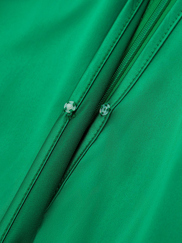 Hollow Pleated Solid Color Split-Joint Loose Sleeveless Stand Collar Midi Dresses