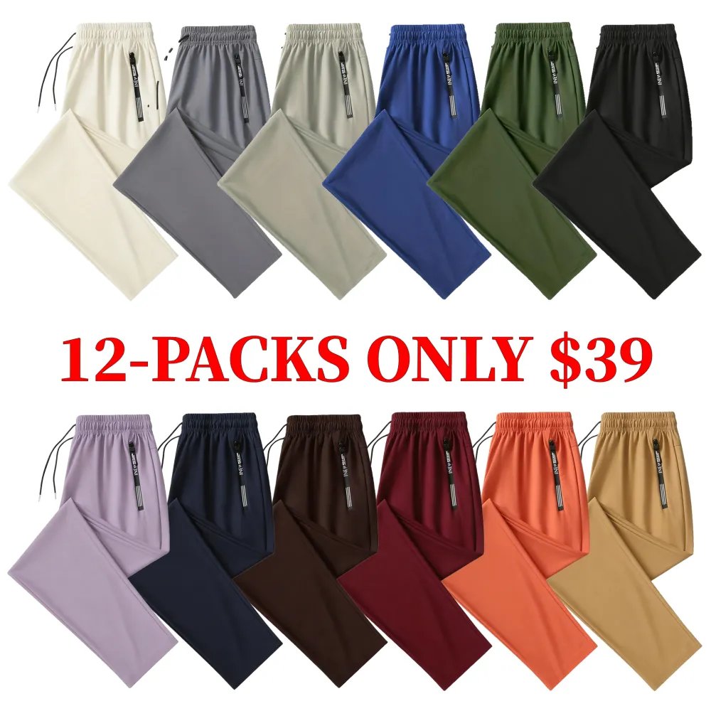 Men's simple and stylish casual trousers - with drawstring waist and zippered pockets