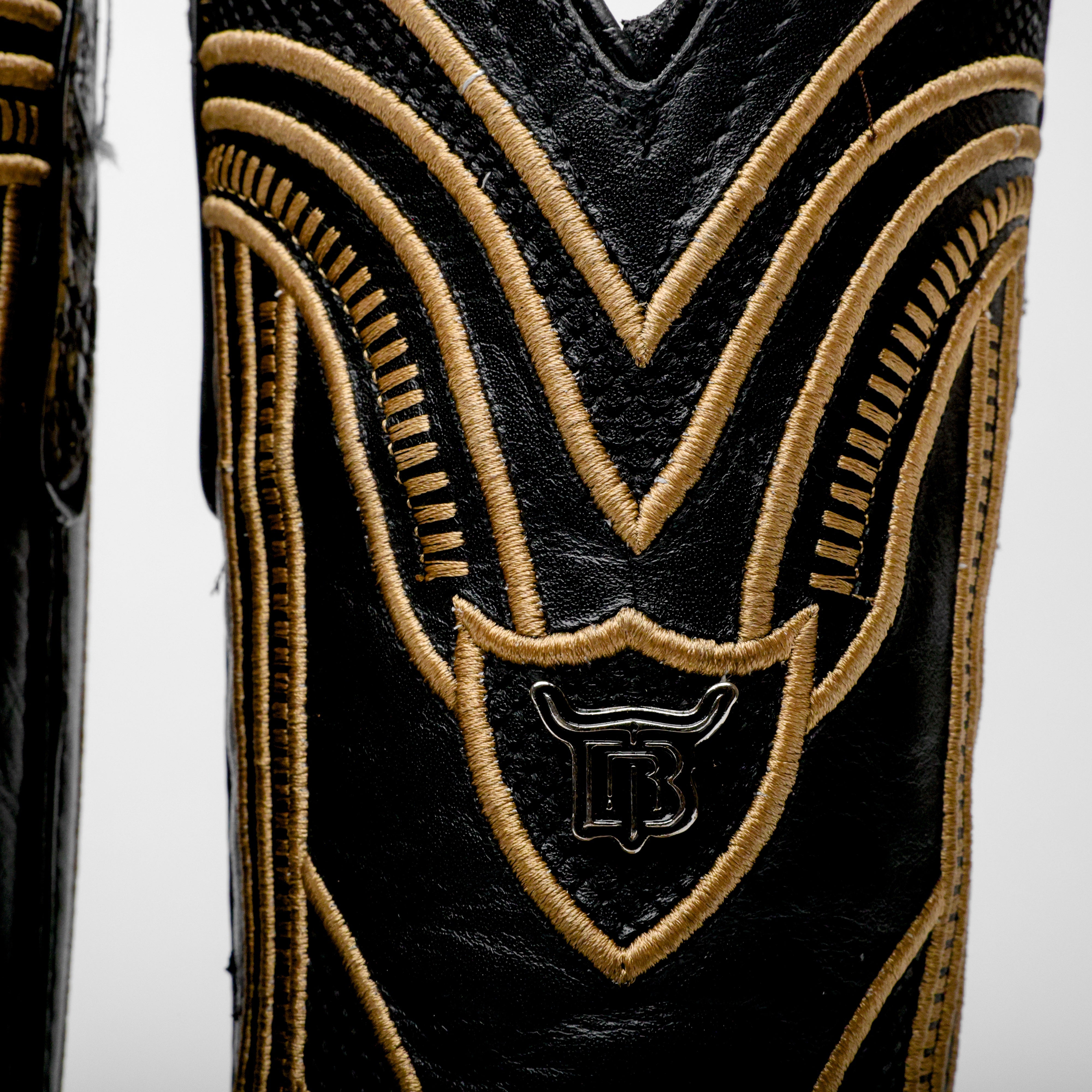 Orix Two-Tone Caiman Neck Leather Boots - Square Toe