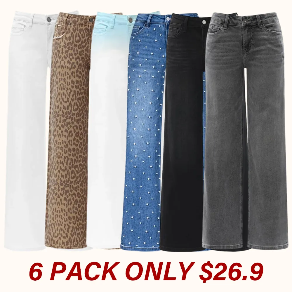 Mid-to-low waist loose stretch wide-leg jeans