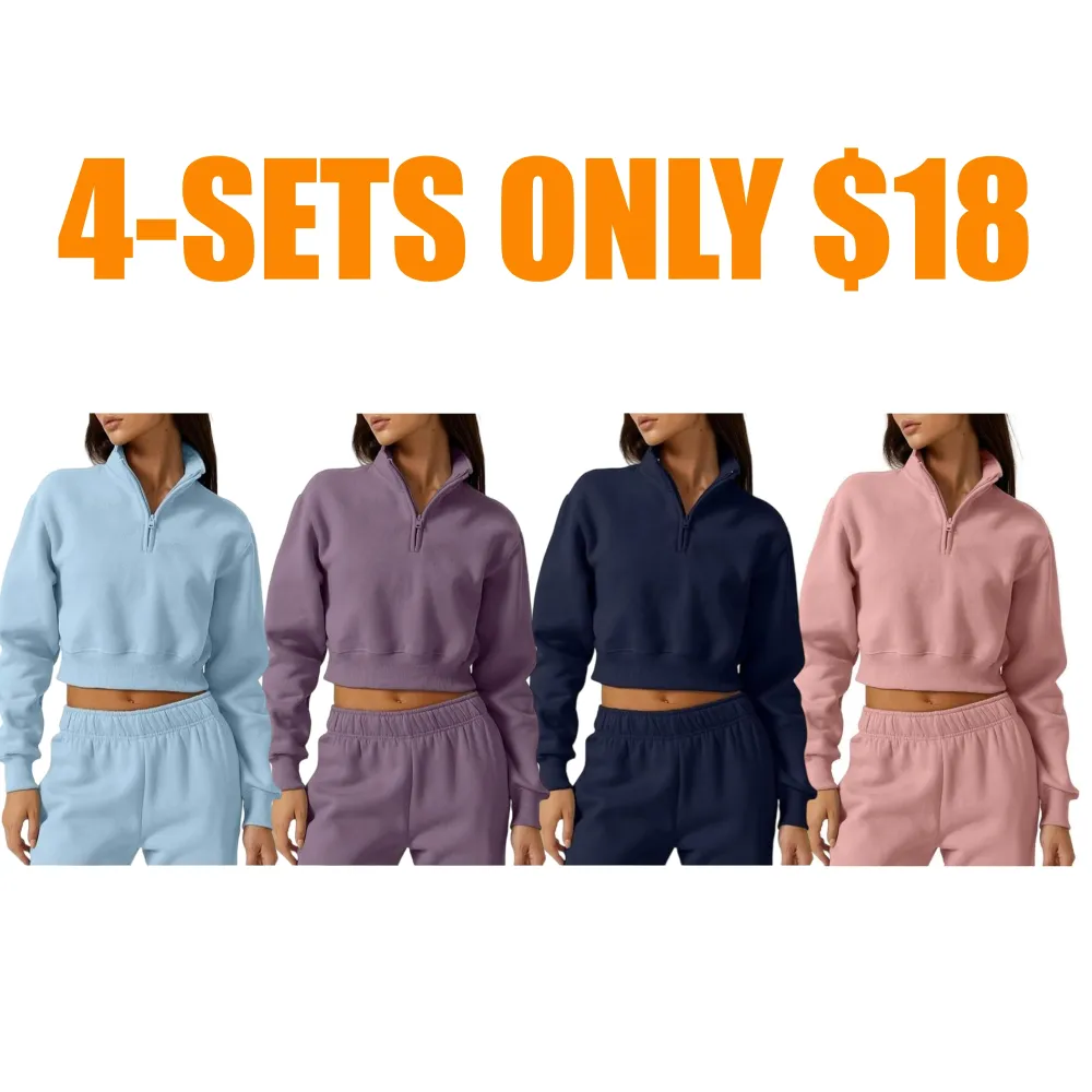 Women's Half-Zip Sports Top and Pants Set