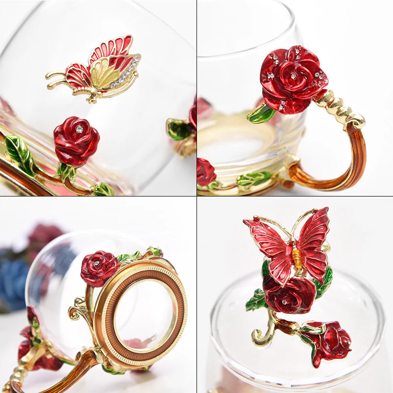 Enamel Flower Tea Cups