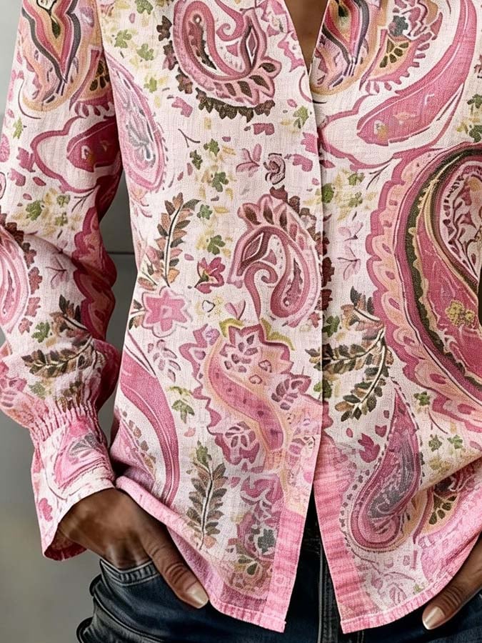 Women'S Casual Printed Long-Sleeved Shirt