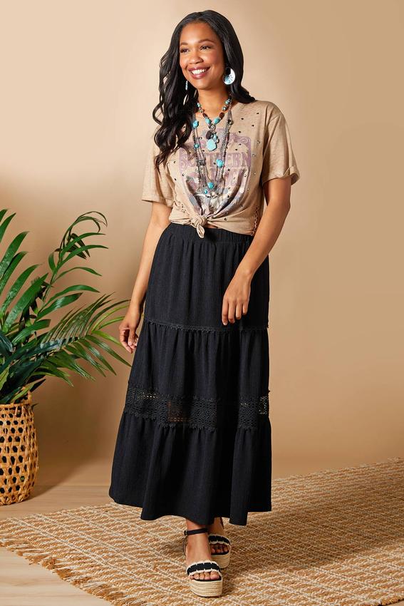 Gauze Lace Trim Skirt