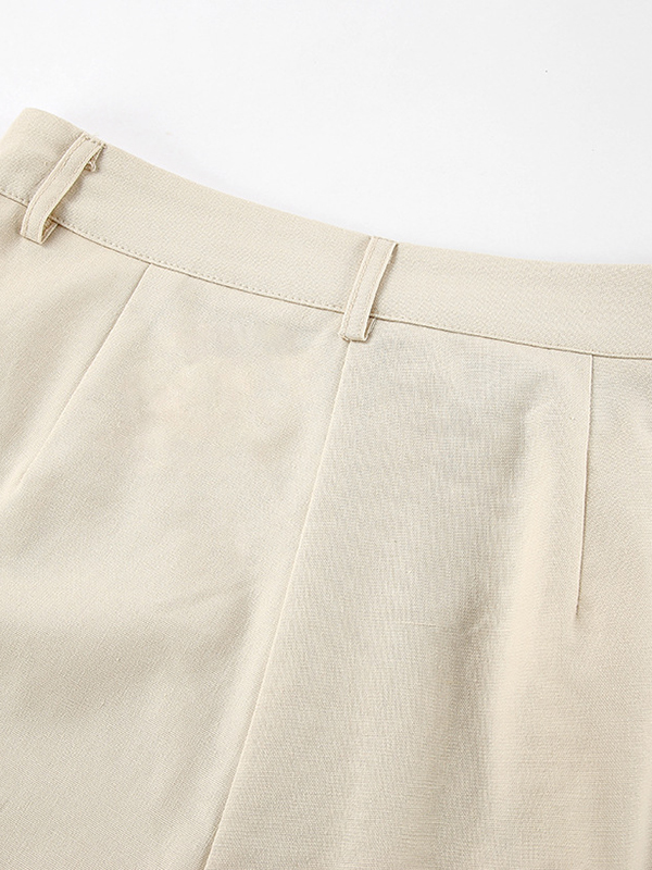 Solid Color Sleeveless Asymmetric Split-Joint  V-Neck Vest Tops +  Straight Leg Pants Suits Two Pieces Set