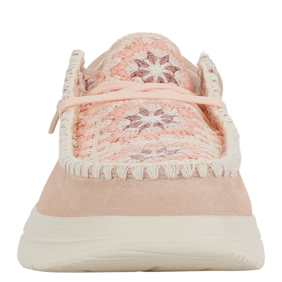 Wendy Comf Suede Crochet - Pale Pink/Multi