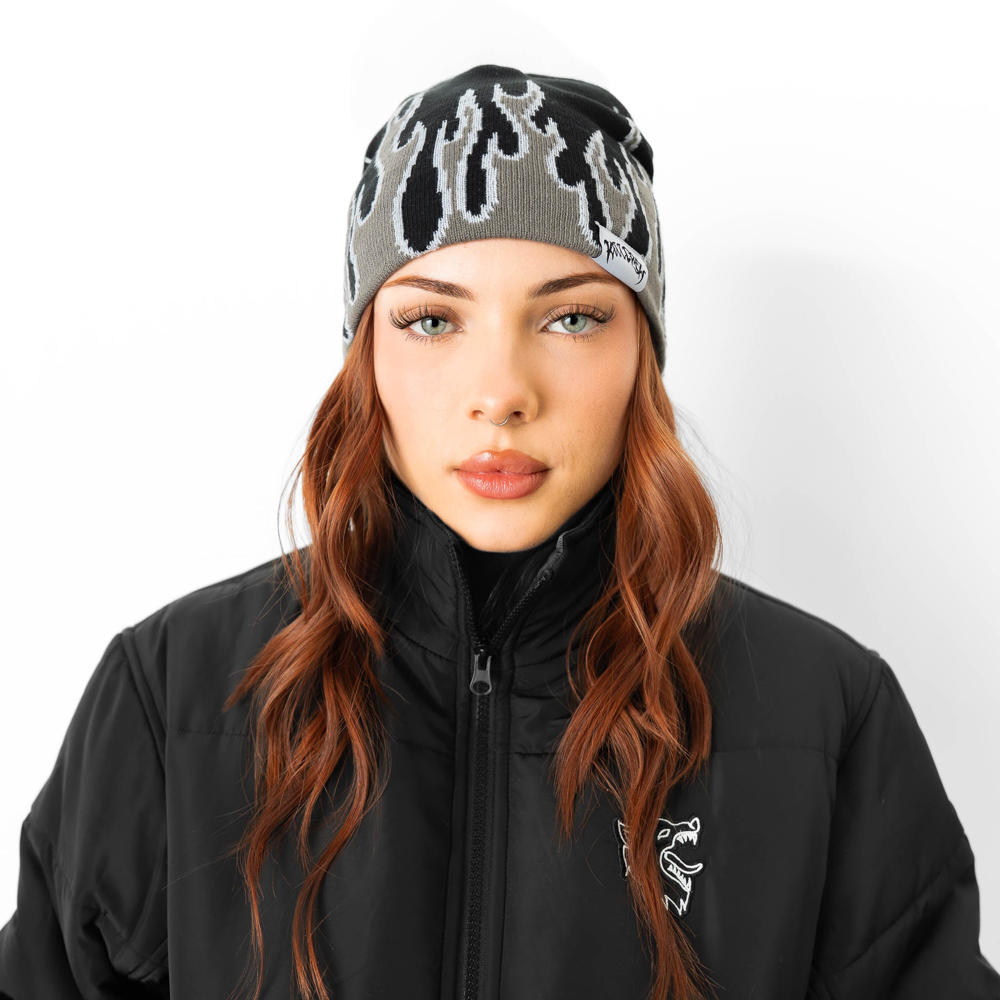 FLAME SKULL CAP BEANIE - BLACKOUT