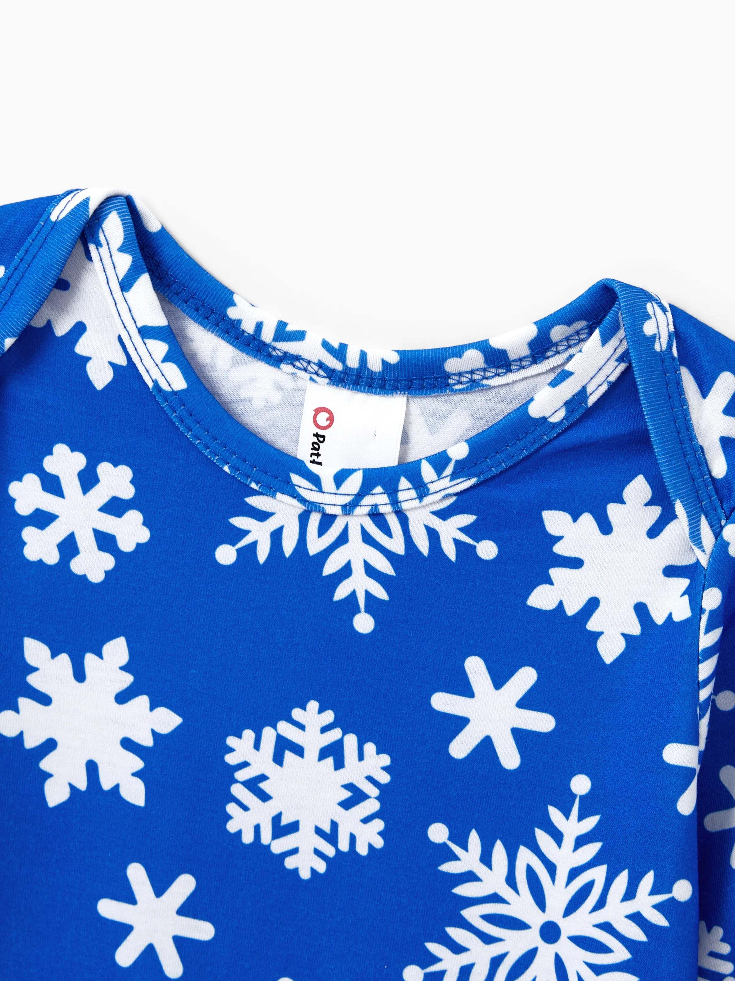 Christmas Matching Family Pajamas Set Snowflake Print Blue PJS with Christmas Socks Blue