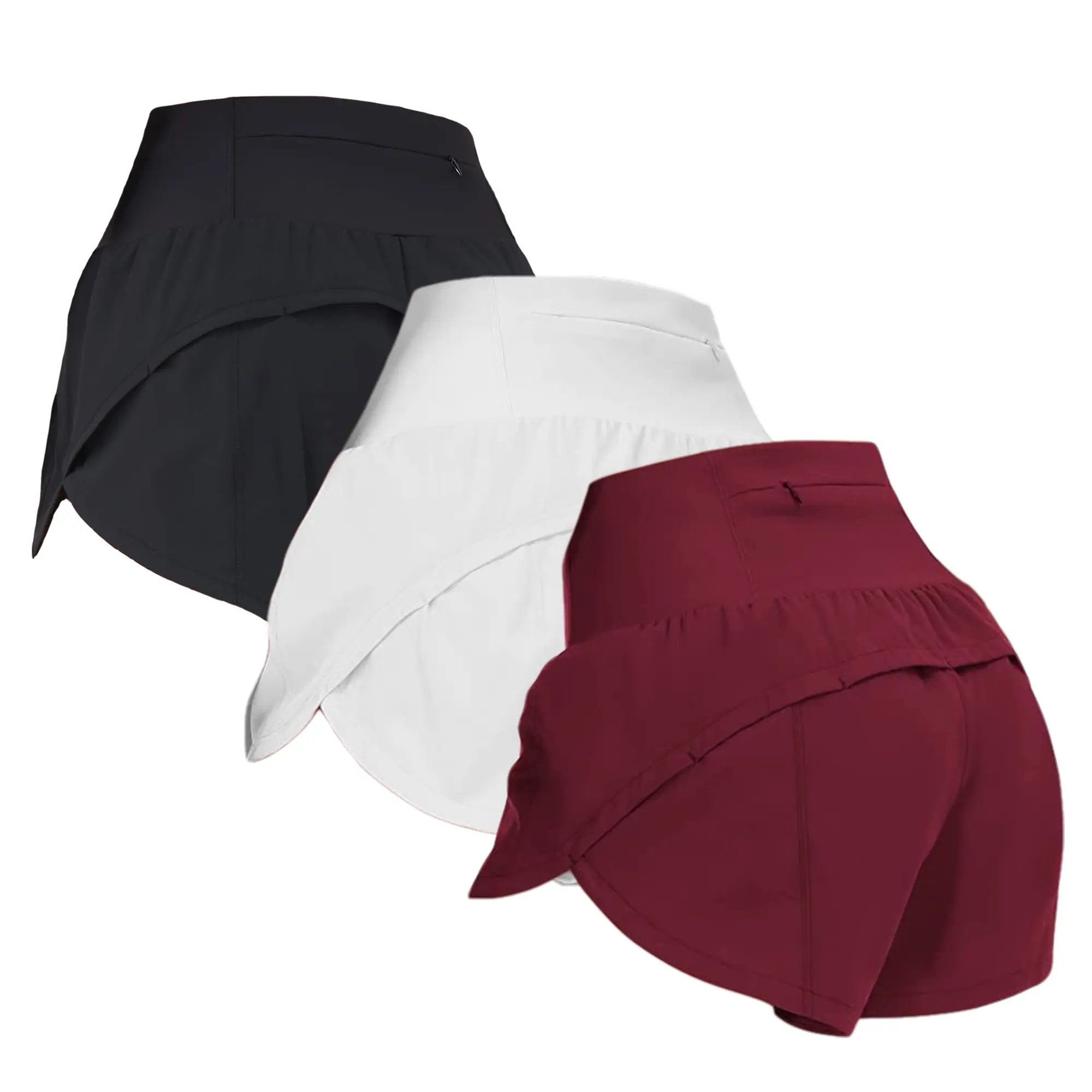 3pc Women's High-Waisted Athletic Shorts with Pockets