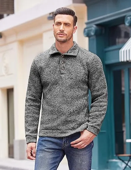 Men's Casual Slim Fit Pullover Sweater Knitted Thermal Sweatshirt.Fleece-lined For Warmth And Wind Protection.Comfortable And Stylish