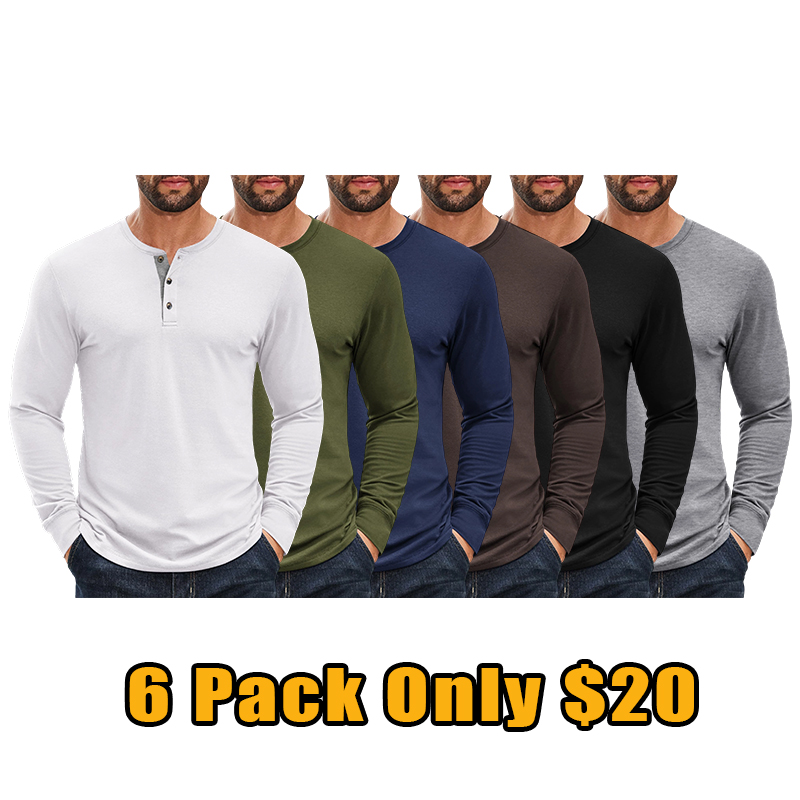 Men’s Classic Cotton Henley Long Sleeve