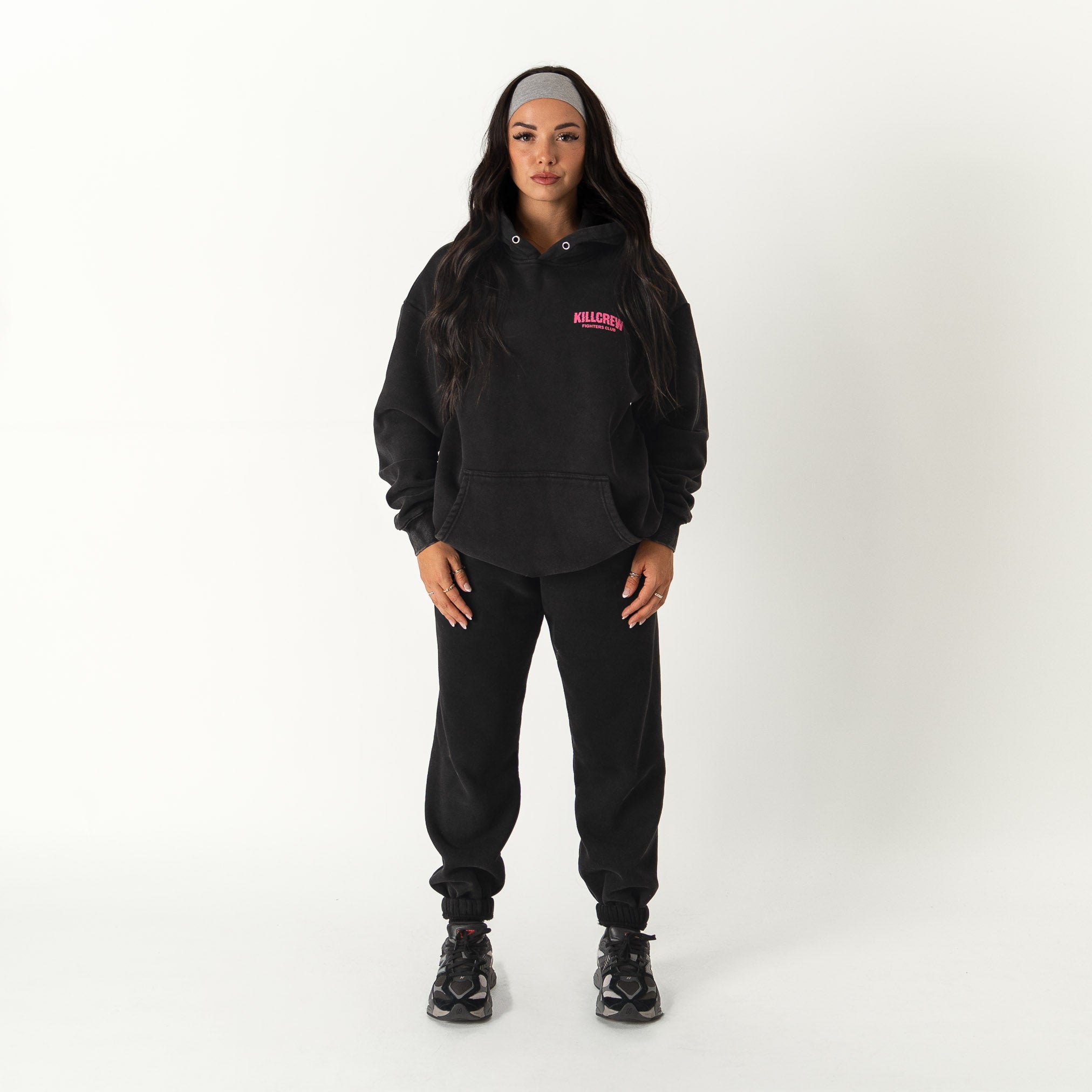 OVERSIZED LUX RIGOROUS TRAINING HOODIE - BLACK / PINK