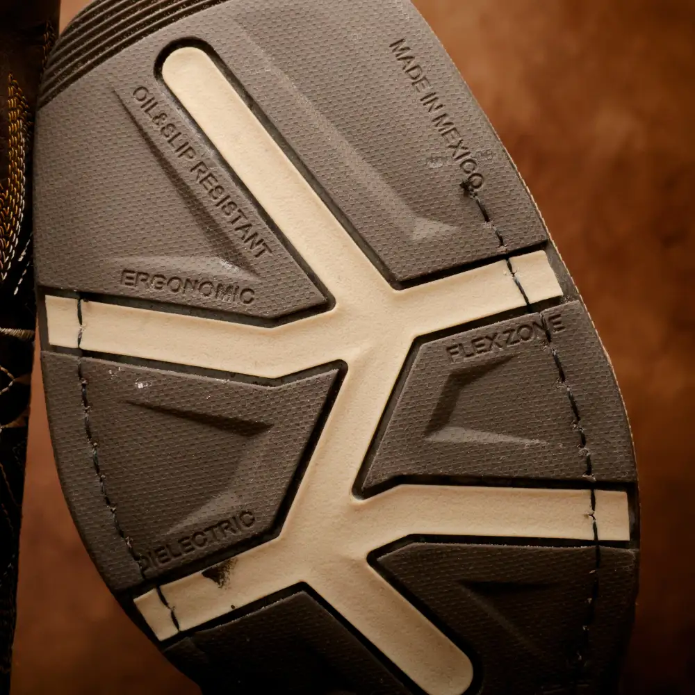 Rustic Brown Hand-Tooled Leather Boots With 3D Lightweight Sole - Composite Toe