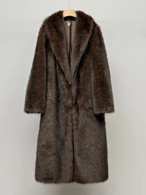 Women'S Solid Color Open Front Faux Fur Coat