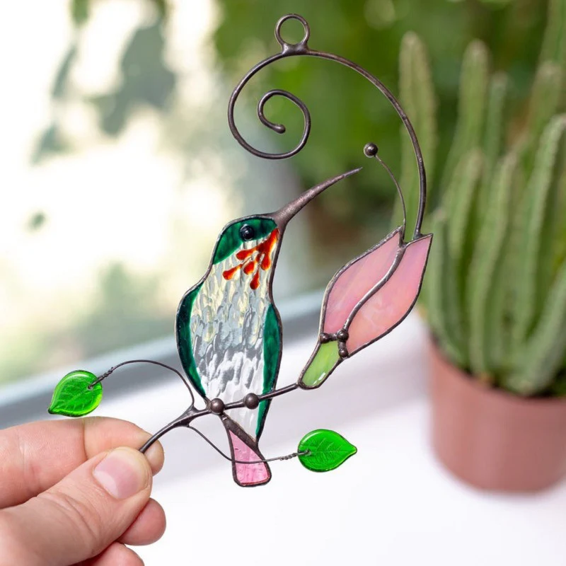 Hummingbird Stained Glass Suncatcher