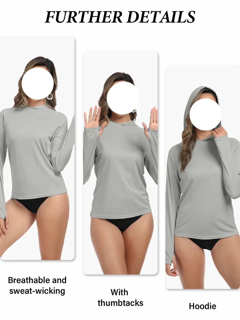 Women's 4-Pack Sun Protection Shirt – Lightweight Long Sleeve Hoodie for Outdoor Activities