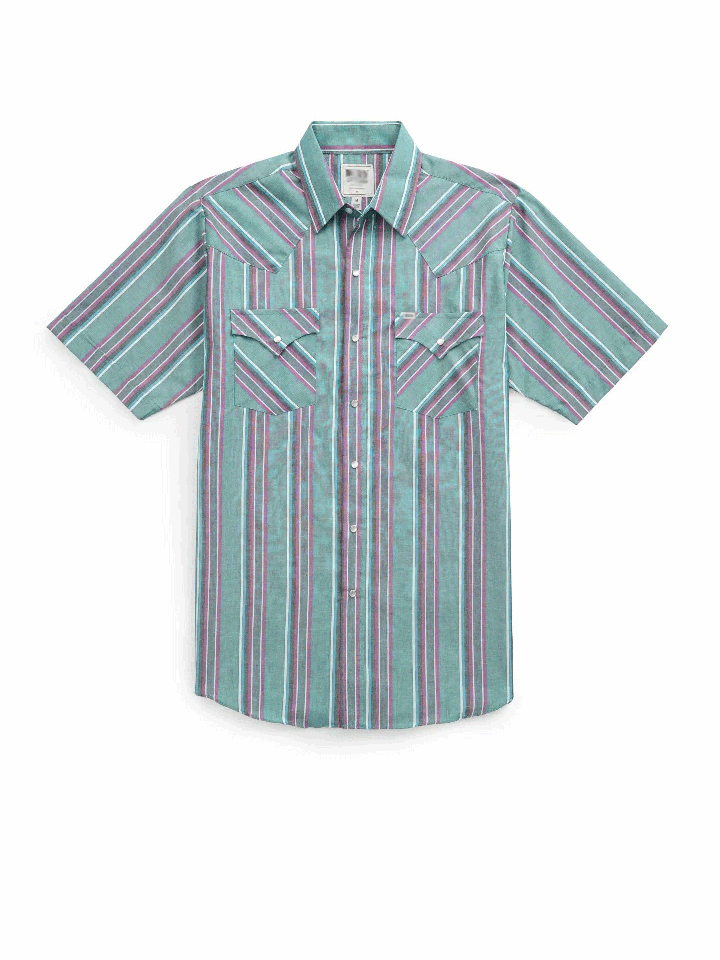 Men’s Western Stripe Snap Button Shirt – Short Sleeve Casual Cowboy Style