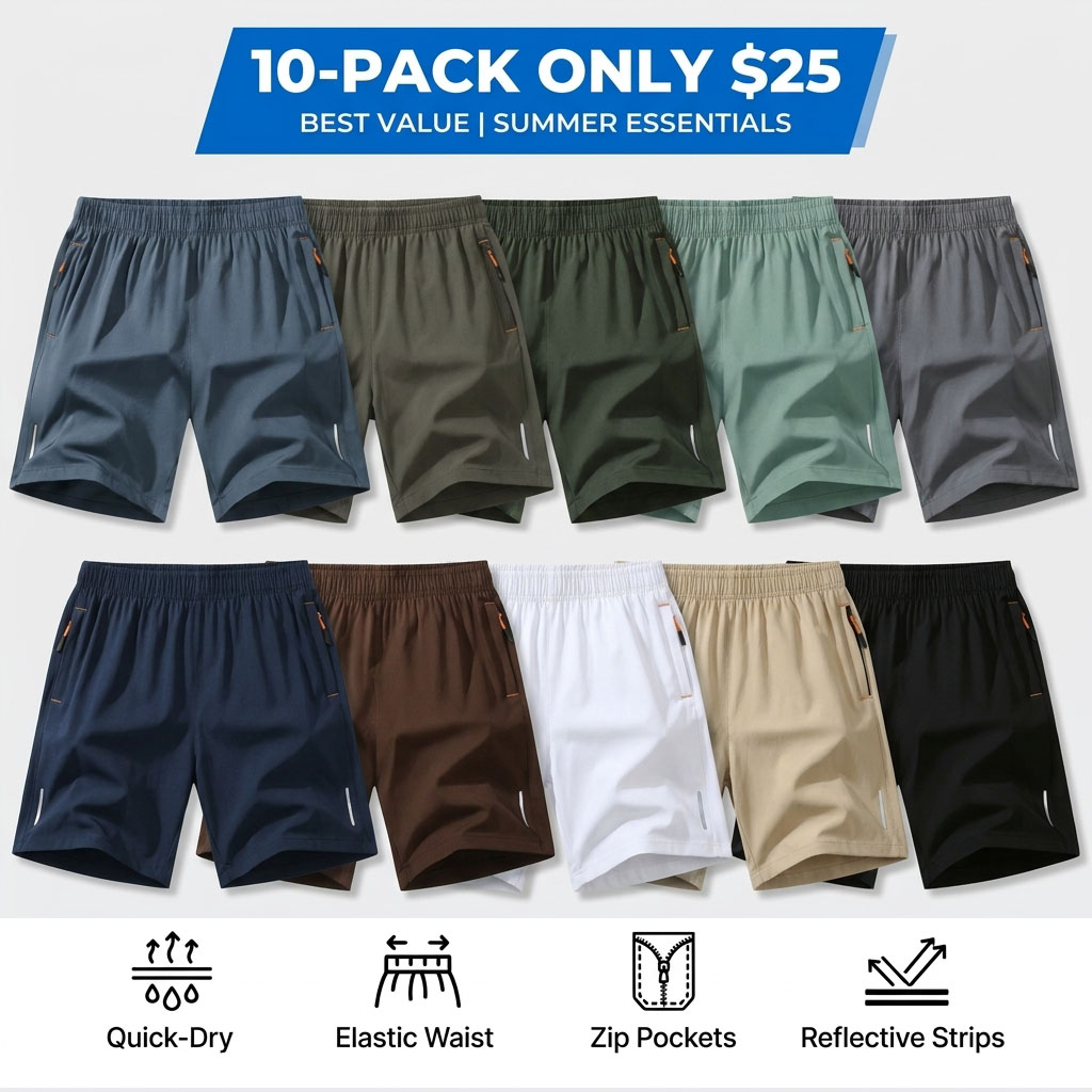 Men's Ice Silk Quick-Dry Zipper Pocket Shorts – Lightweight Reflective Athletic Summer Shorts