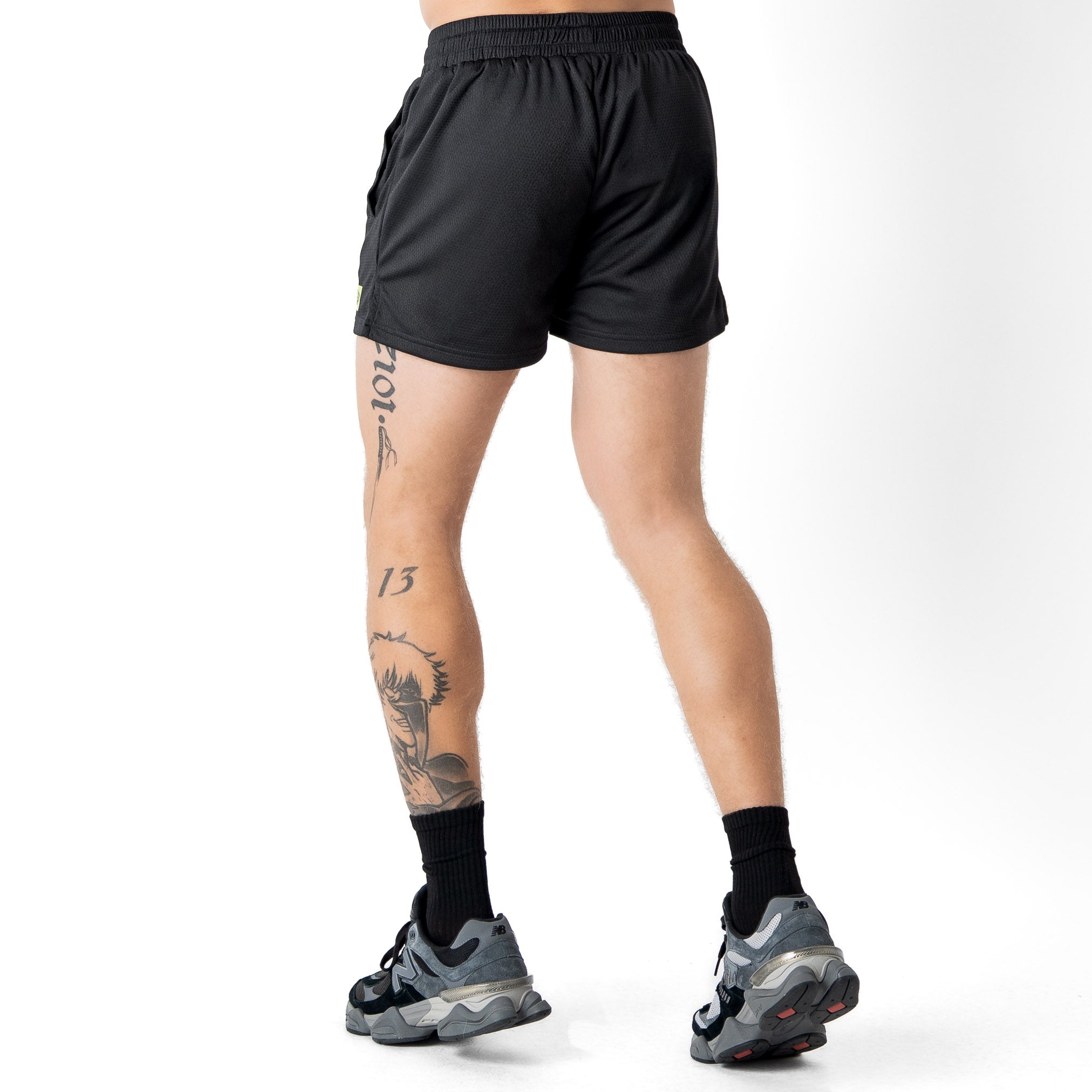 MUAY THAI FLAME SHORTS (MID THIGH CUT) - BLACK / NEON GREEN