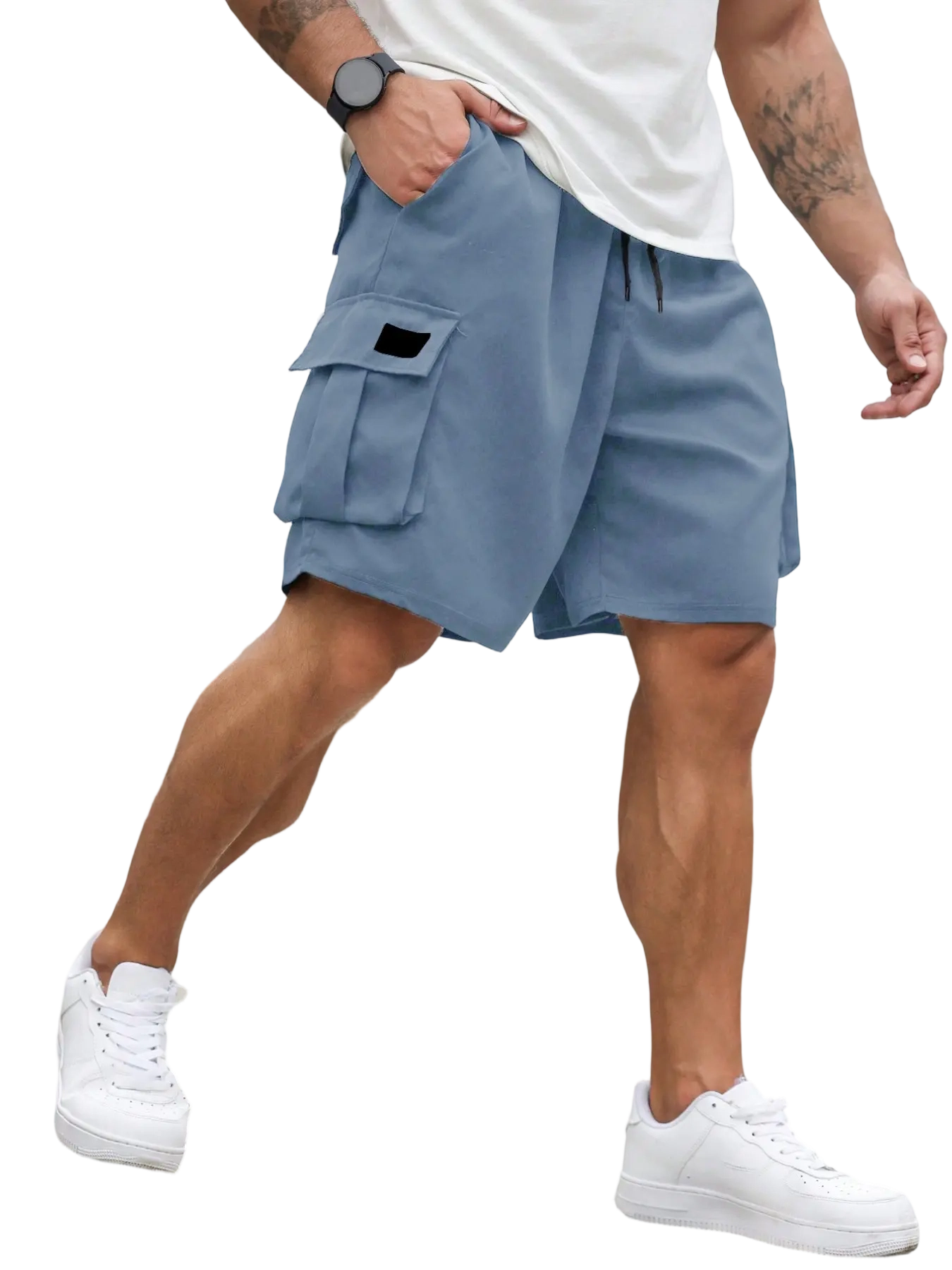 Men's Plus Size Shorts with Pockets and Waist Drawstring, Casual Streetwear Shorts