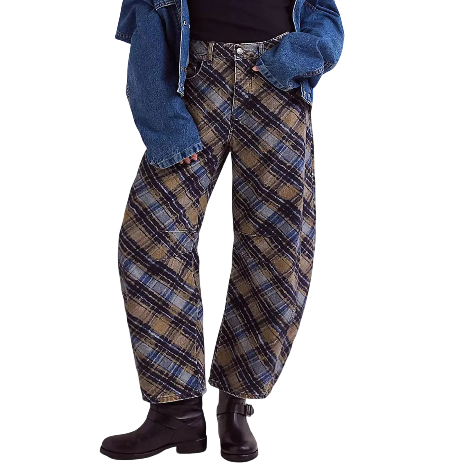 Women's Printed Wide-Leg Jeans Y2k Loose Mid-Rise Jeans