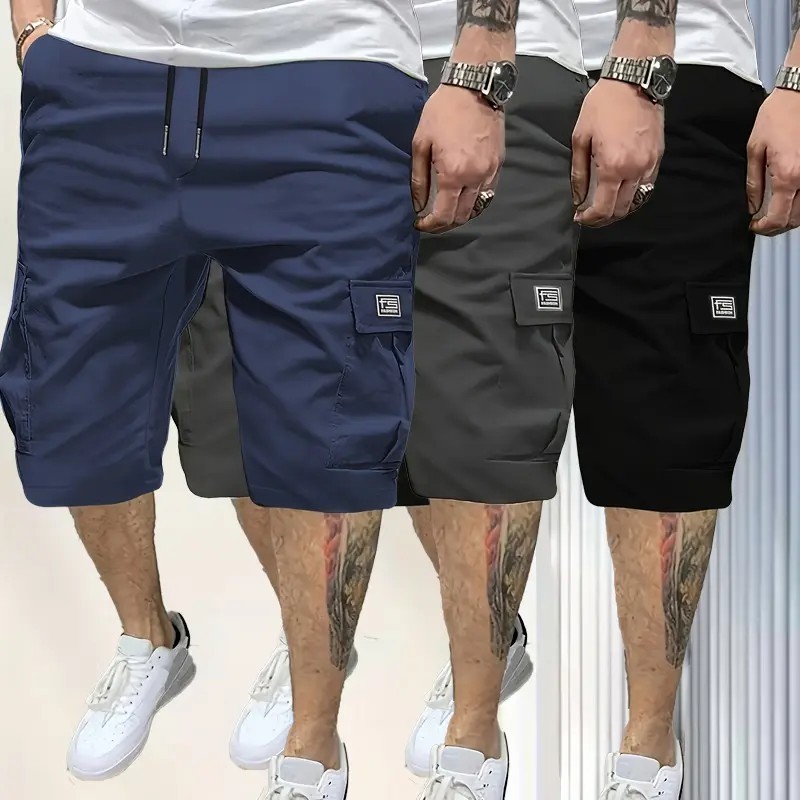 Men's Multi-Pocket Cargo Shorts Casual Streetwear Set