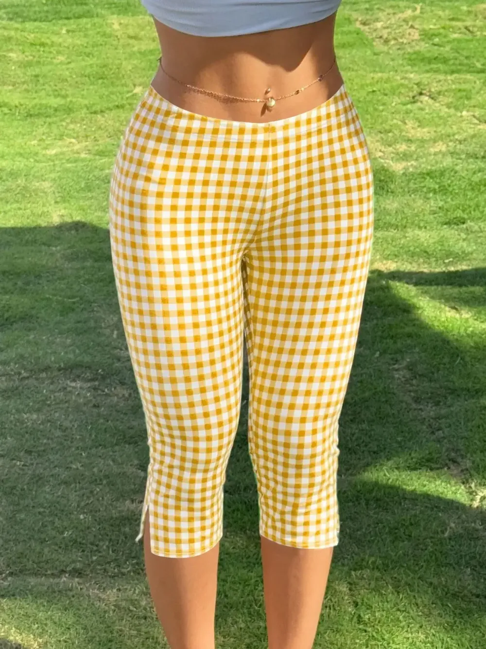 Women's Streetwear Black Capri Slim-Fit Pants, Active Pants With Side Slit Detail