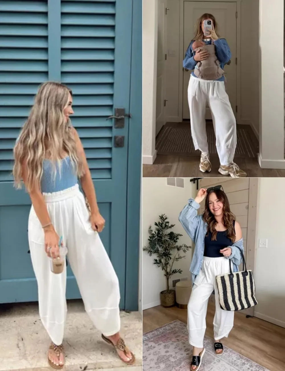 Women's Wide Leg Harem Pants Casual Palazzo Pants with Pockets High Waist Relaxed Fit