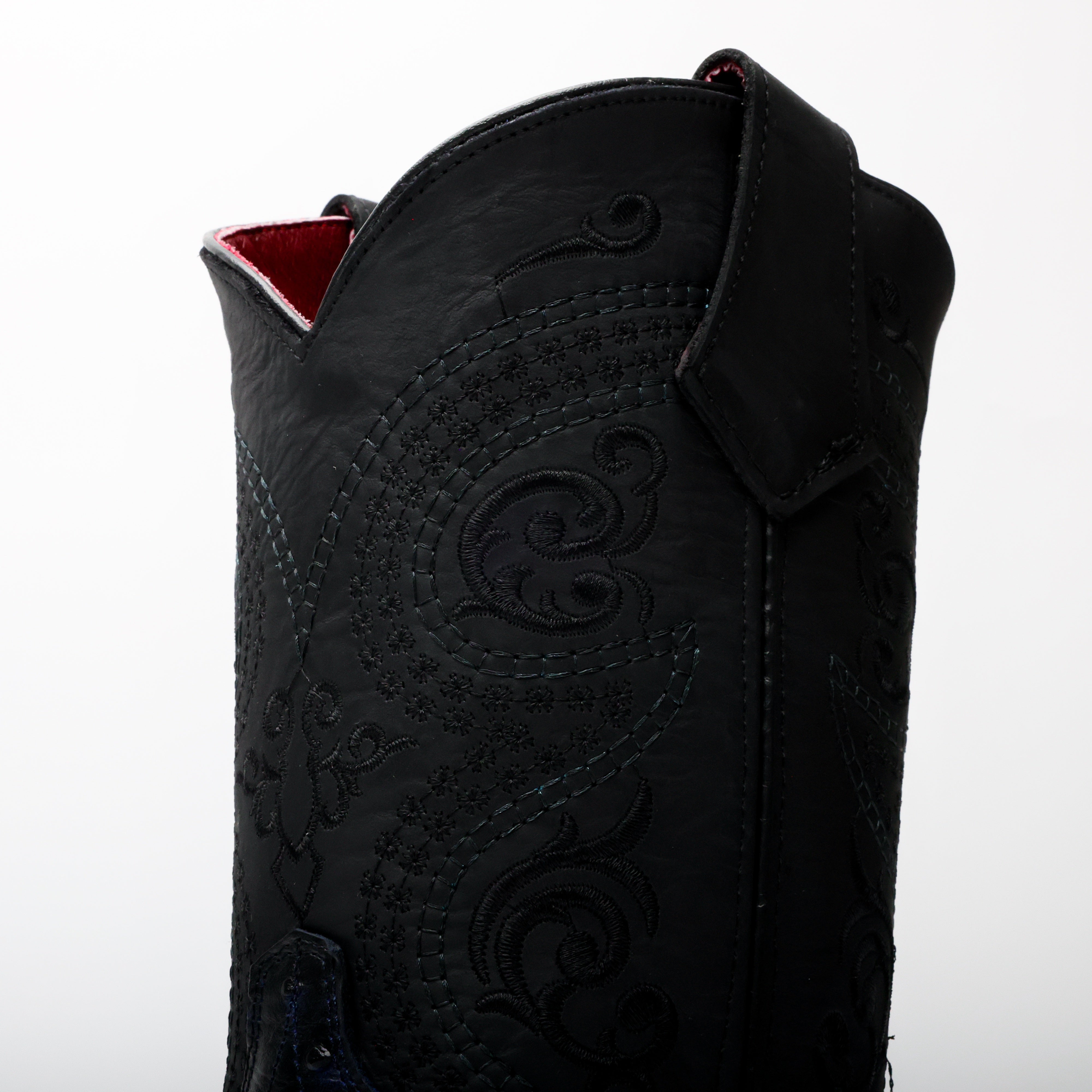 Black/Blue Ostrich Leather Boots With 3D Lightweight Sole - Composite Toe