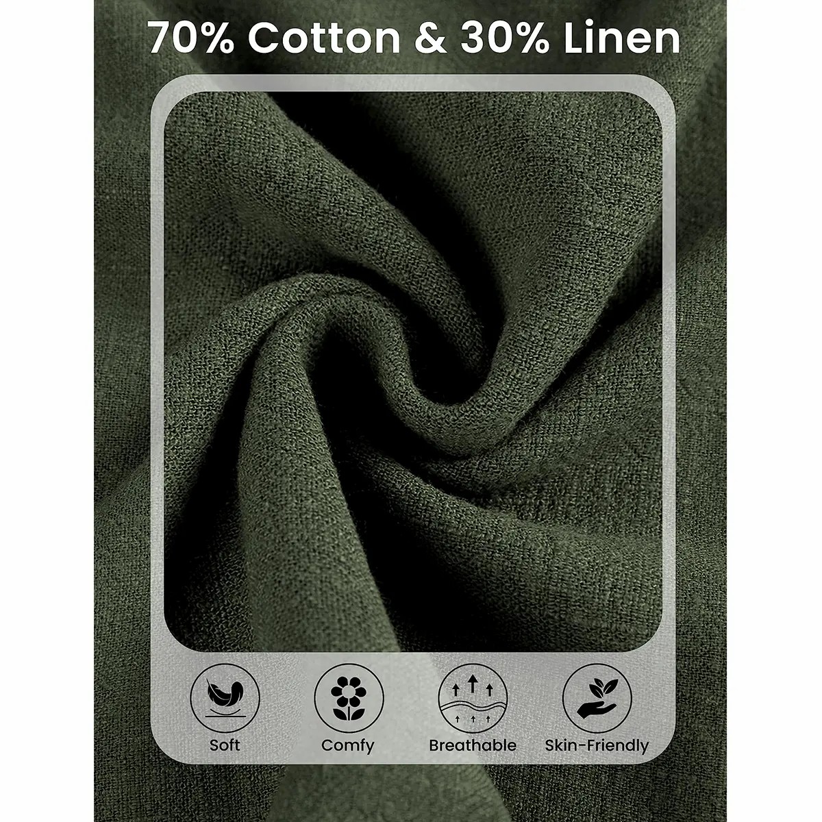 【Stock Up Deals】Women's Cotton Linen Culottes Pants Elastic Waist Wide Leg Palazzo Trousers Capri Pants with Pockets