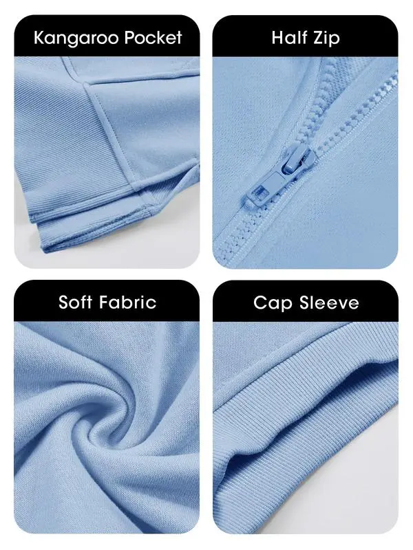 Womens Oversized Half Zip Hoodies with Pockets