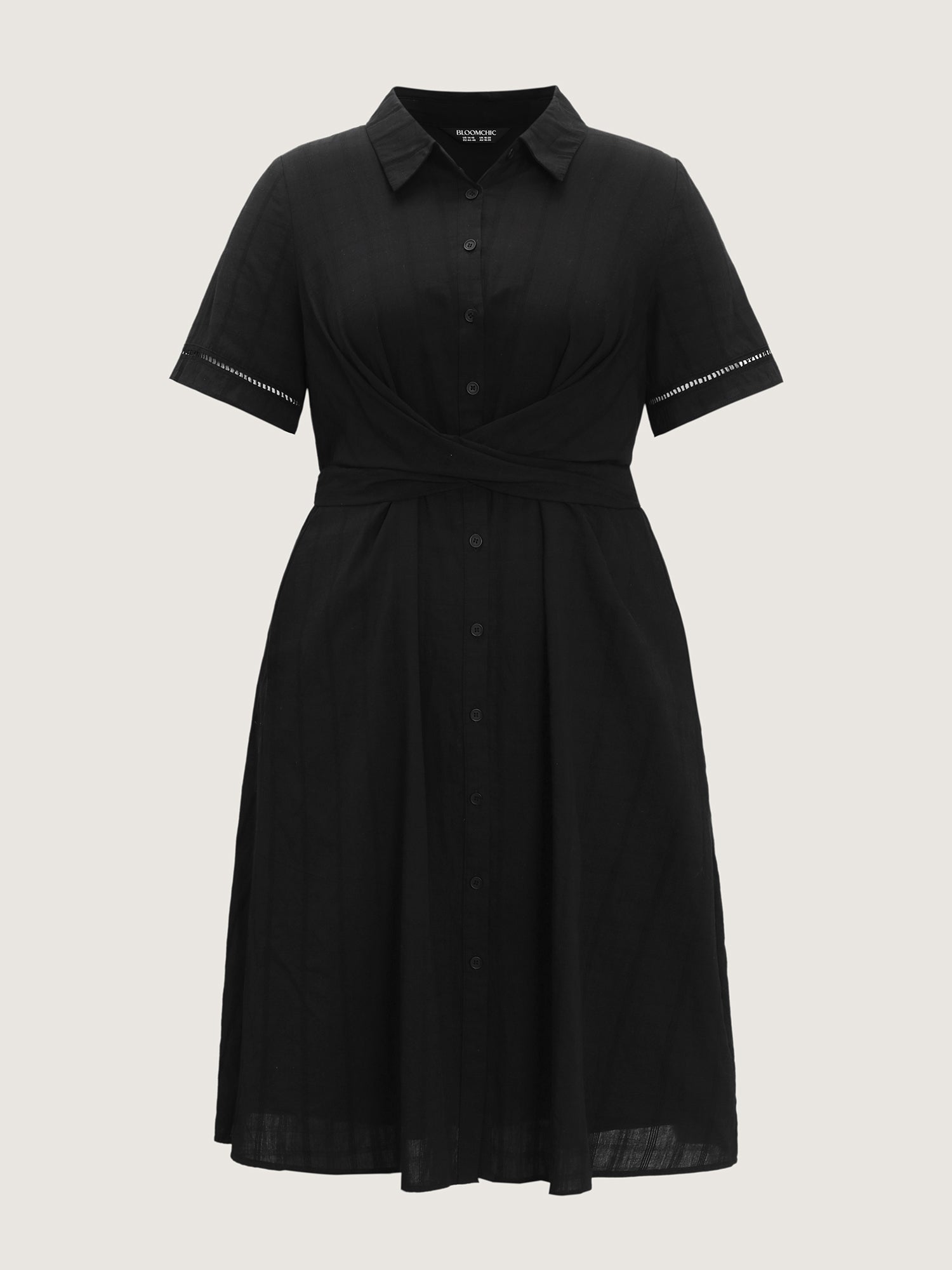 Pure Cotton Textured Overlap Waist Midi Dress