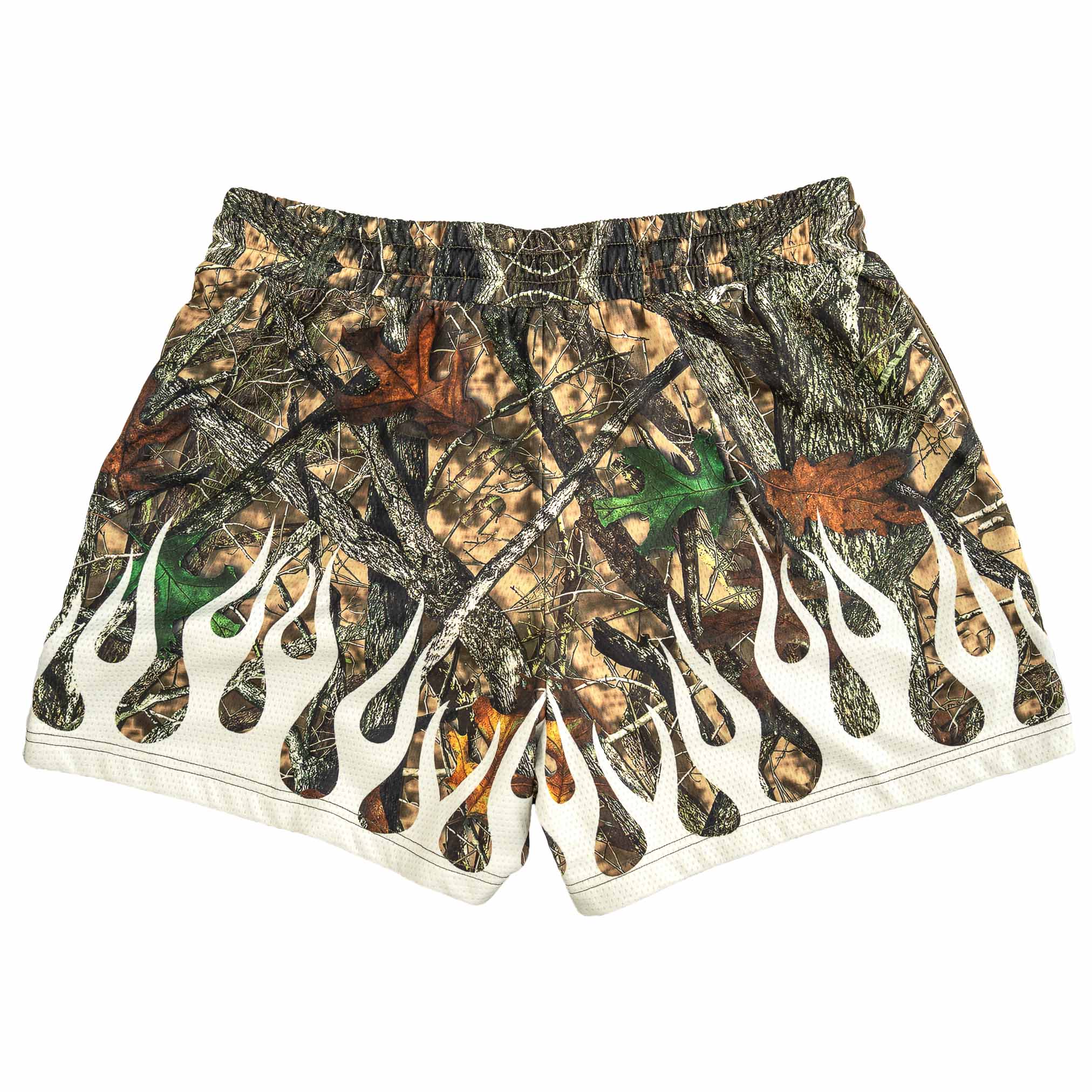 MUAY THAI SHORTS (MID THIGH CUT) WILDFIRE - WHITE
